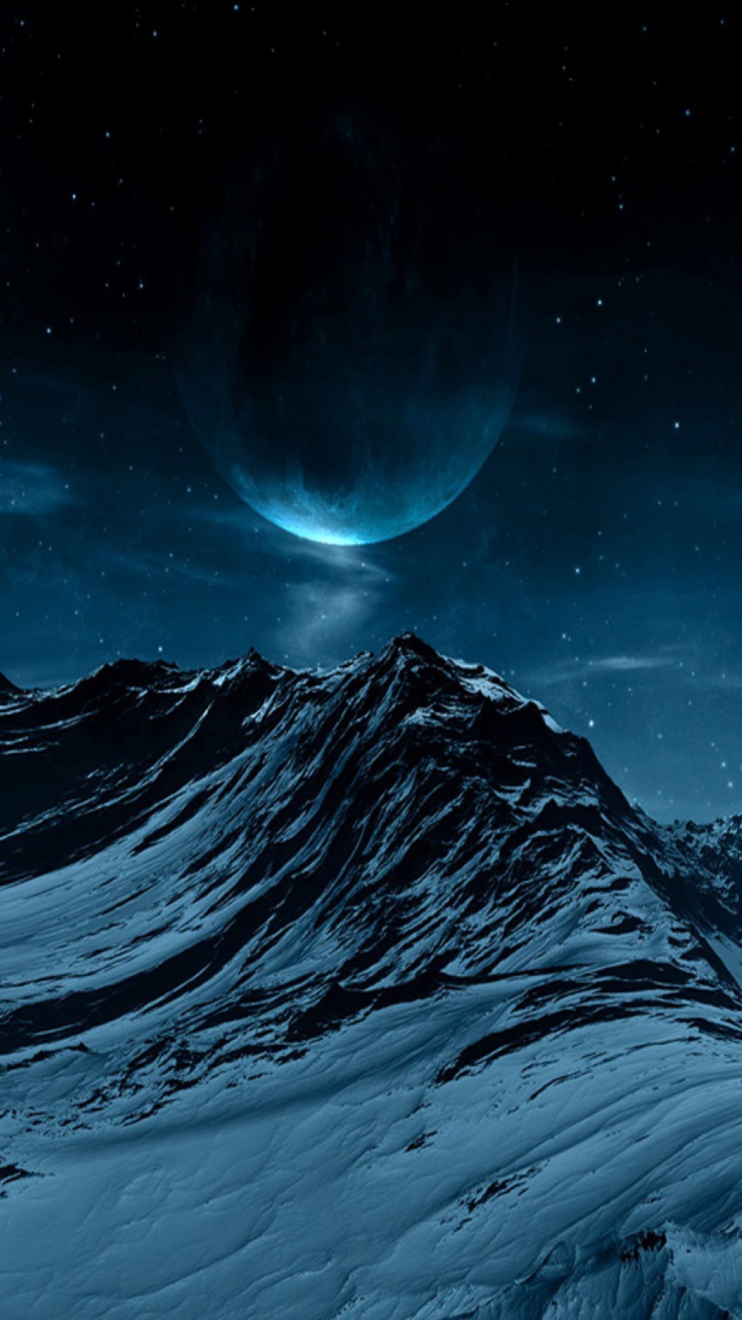 Обои Blue Night And Mountainscape 1080x1920