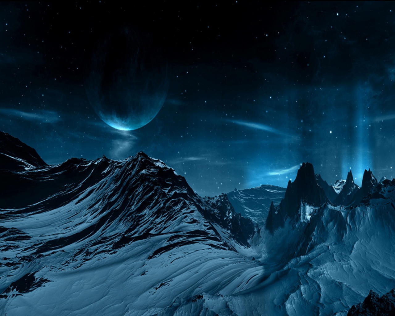 Fondo de pantalla Blue Night And Mountainscape 1280x1024