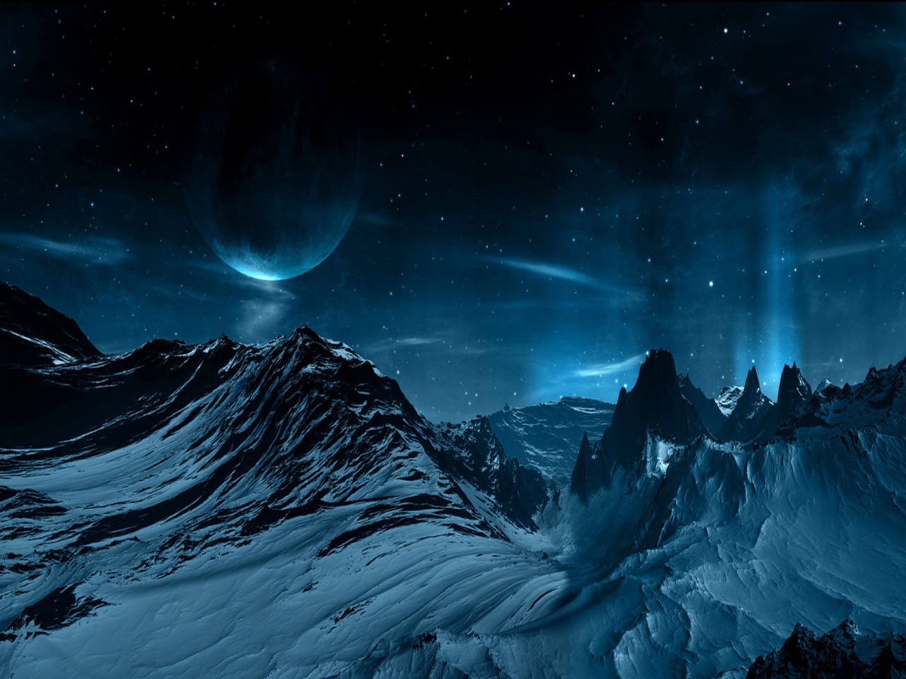 Blue Night And Mountainscape wallpaper 1280x960