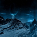 Das Blue Night And Mountainscape Wallpaper 128x128