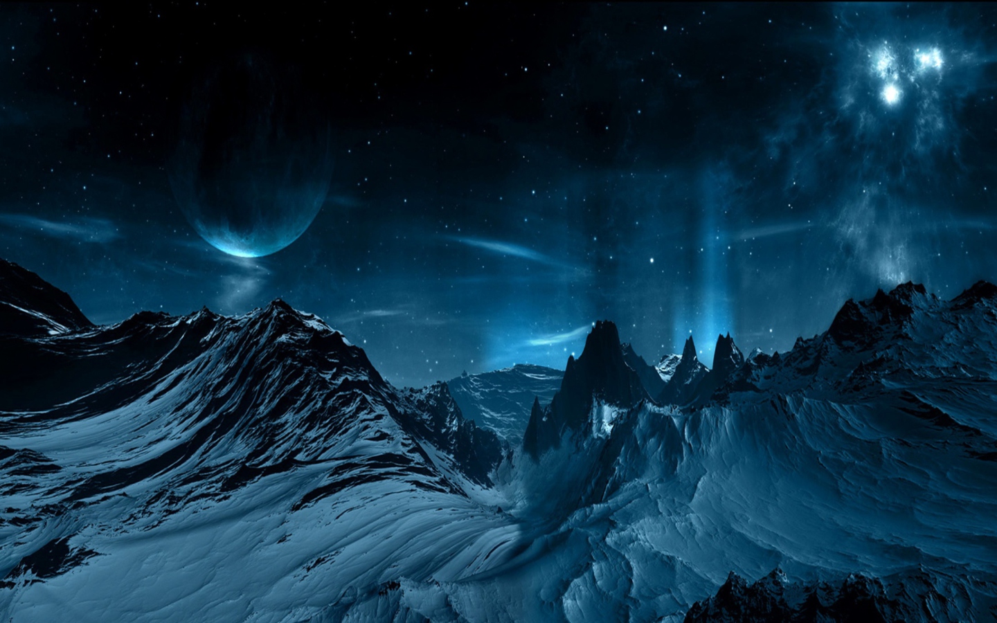 Das Blue Night And Mountainscape Wallpaper 1440x900