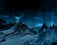 Das Blue Night And Mountainscape Wallpaper 220x176
