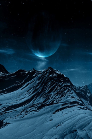 Blue Night And Mountainscape wallpaper 320x480