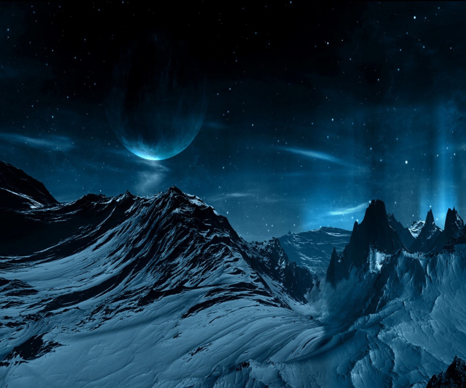 Blue Night And Mountainscape screenshot #1 960x800