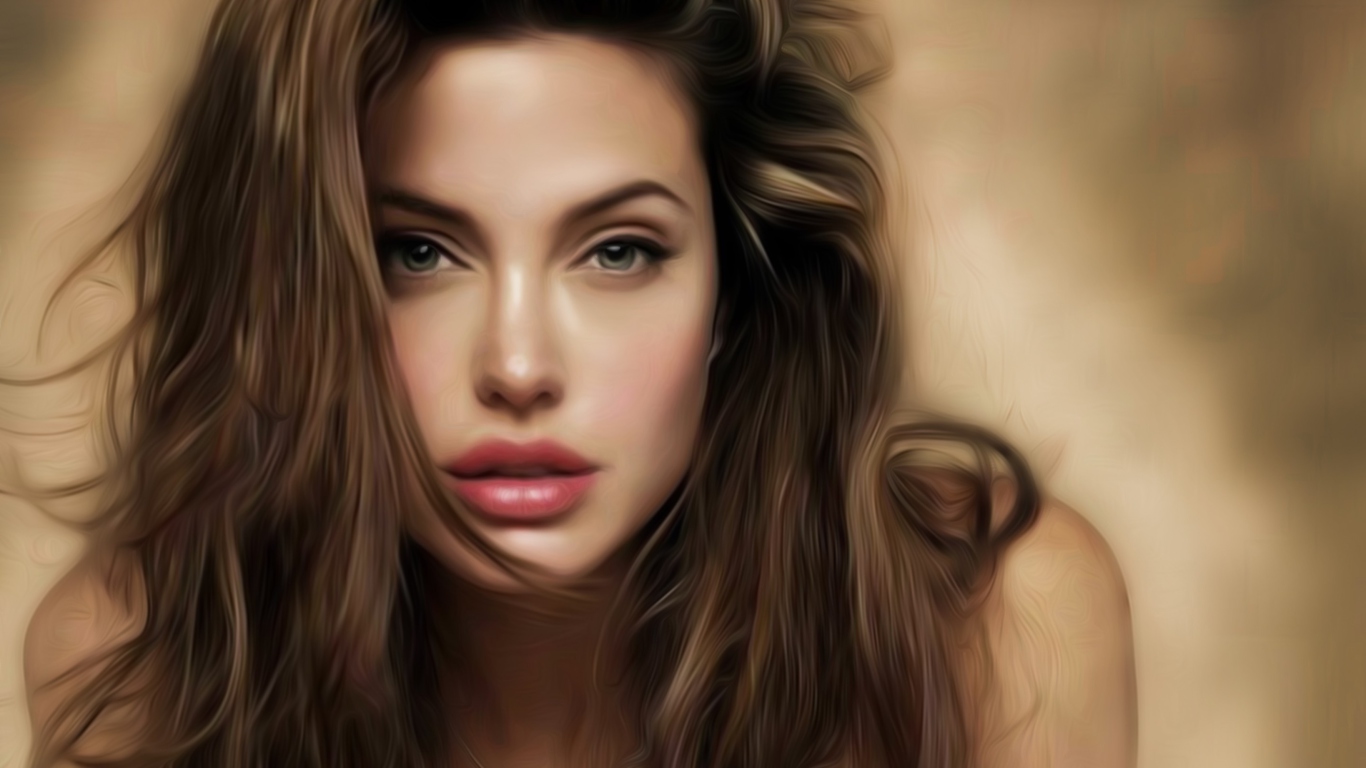 Fondo de pantalla Angelina Jolie Art 1366x768