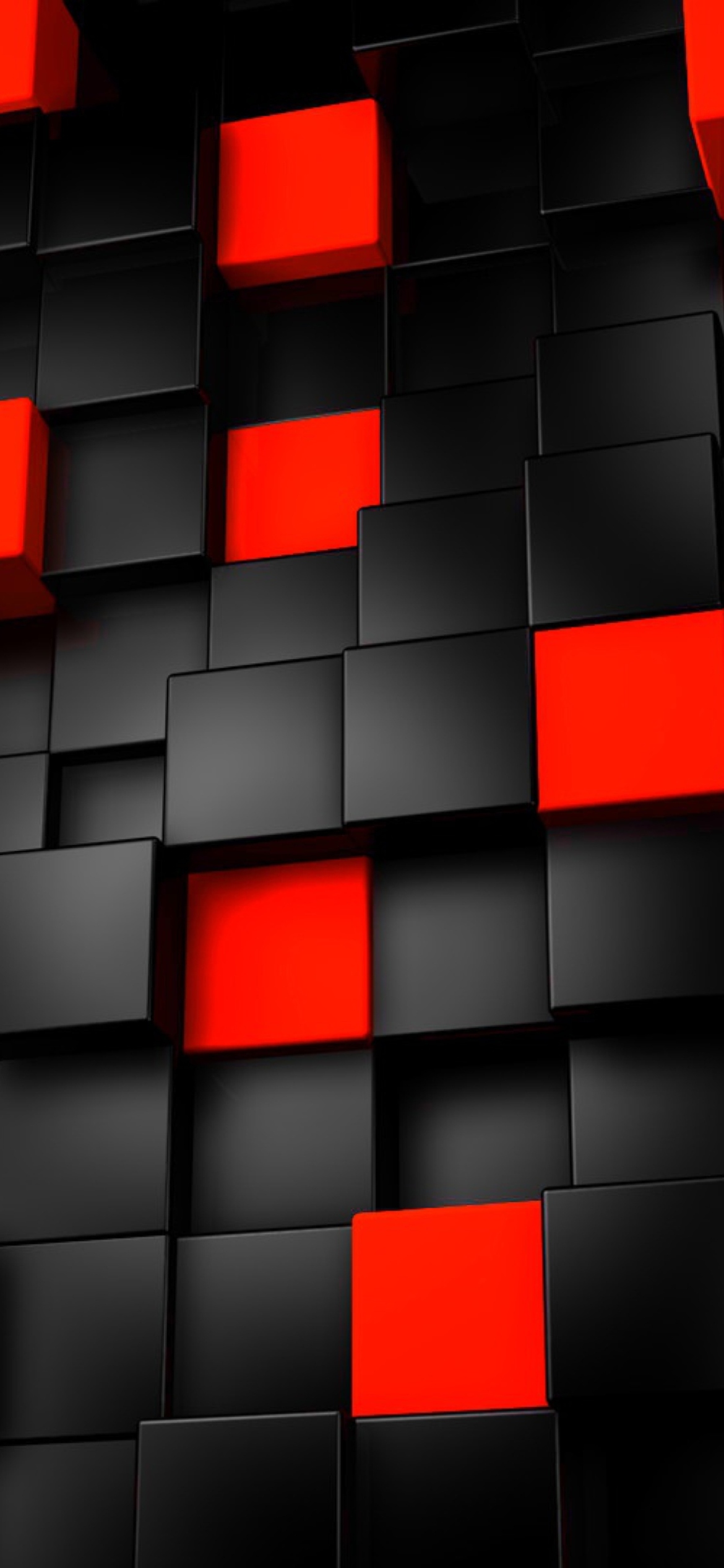 Abstract Black And Red Cubes wallpaper 1170x2532