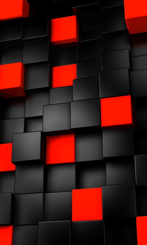 Abstract Black And Red Cubes wallpaper 480x800
