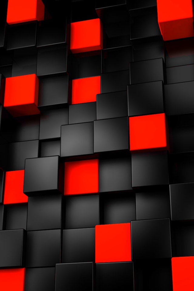 Sfondi Abstract Black And Red Cubes 640x960