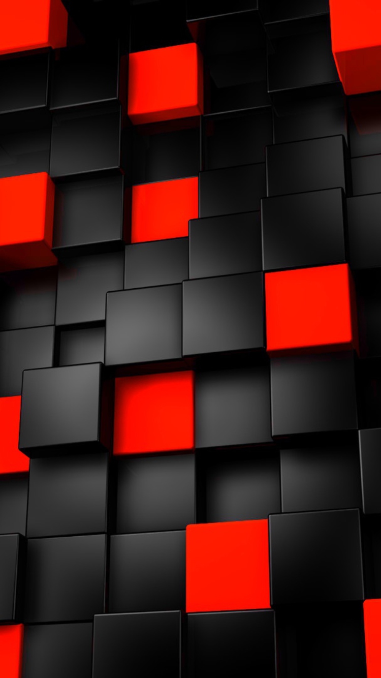 Sfondi Abstract Black And Red Cubes 750x1334