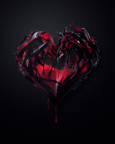 Das Black 3D Heart Wallpaper 128x160