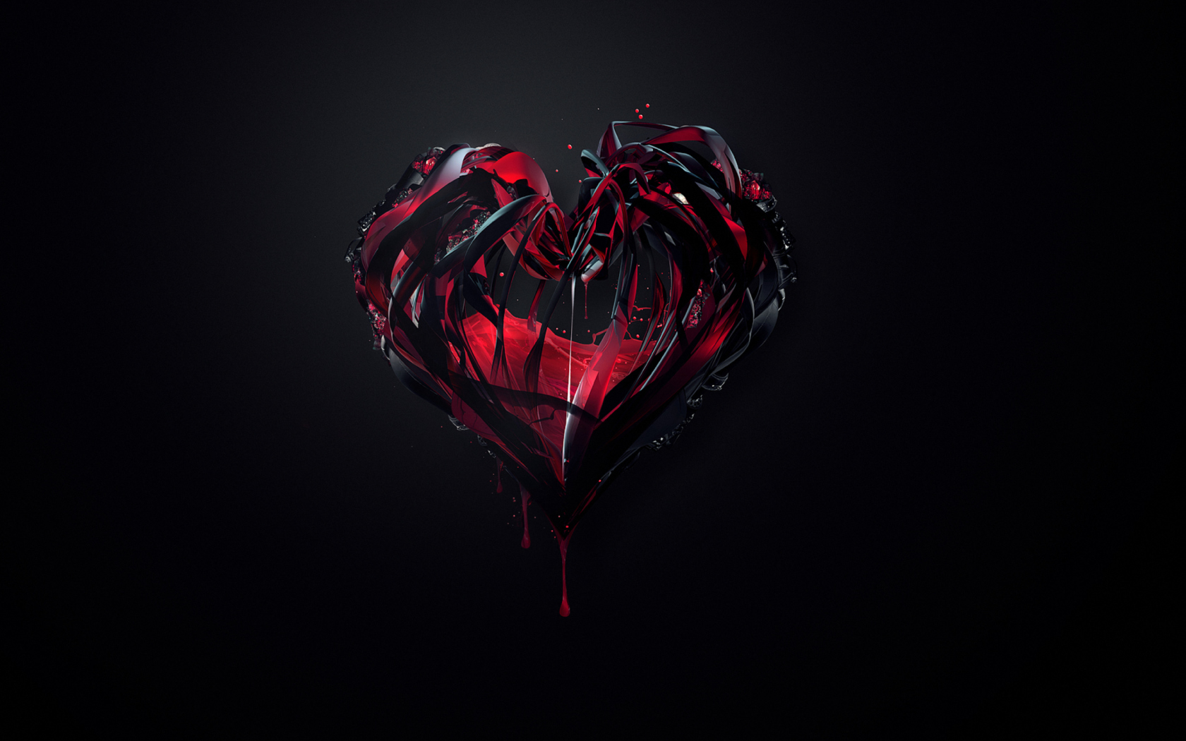Das Black 3D Heart Wallpaper 1680x1050