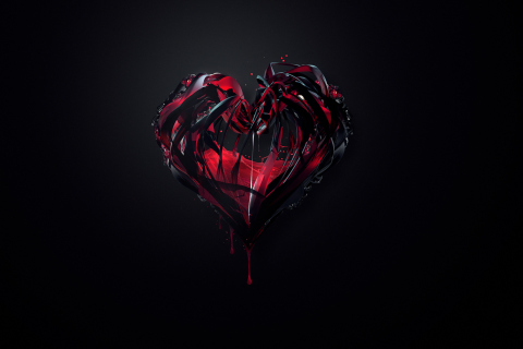 Fondo de pantalla Black 3D Heart 480x320