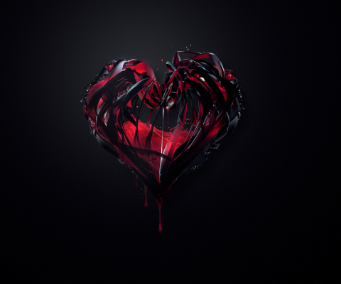 Das Black 3D Heart Wallpaper 480x400