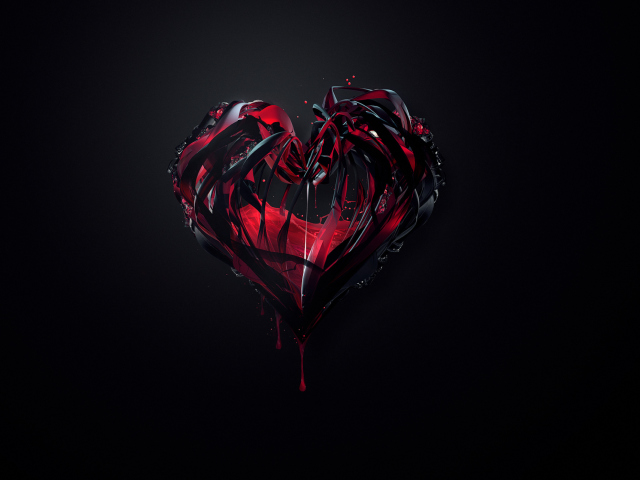 Black 3D Heart wallpaper 640x480