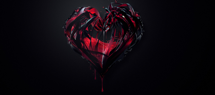 Sfondi Black 3D Heart 720x320