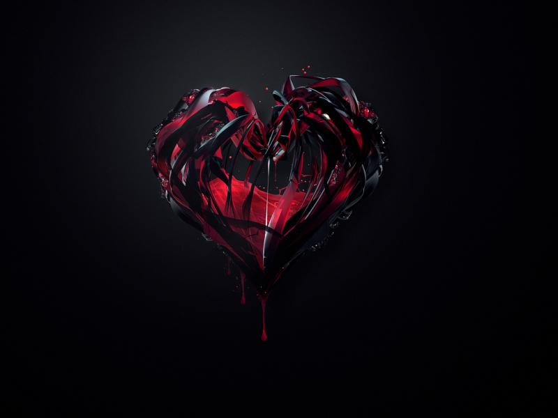 Das Black 3D Heart Wallpaper 800x600