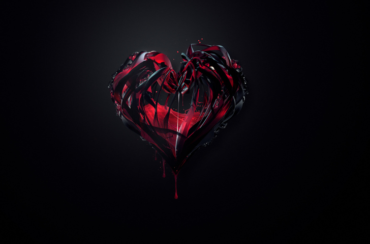 Das Black 3D Heart Wallpaper