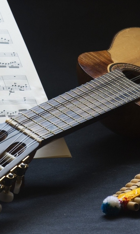 Guitar and notes wallpaper 480x800