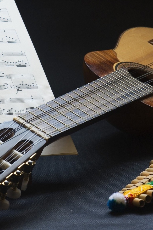Sfondi Guitar and notes 640x960