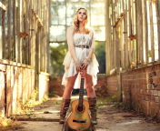 Fondo de pantalla Girl With Guitar Chic Country Style 176x144
