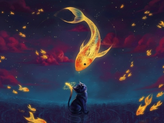 Cat's Dream wallpaper 320x240