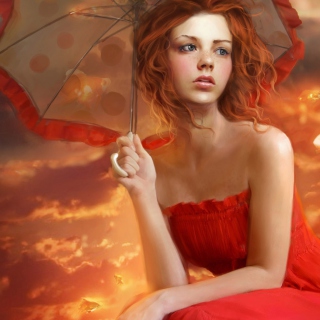 Kostenloses Girl Under Umbrella Wallpaper für 128x128