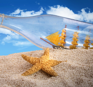 Starfish And Bottle Wallpaper for iPad mini