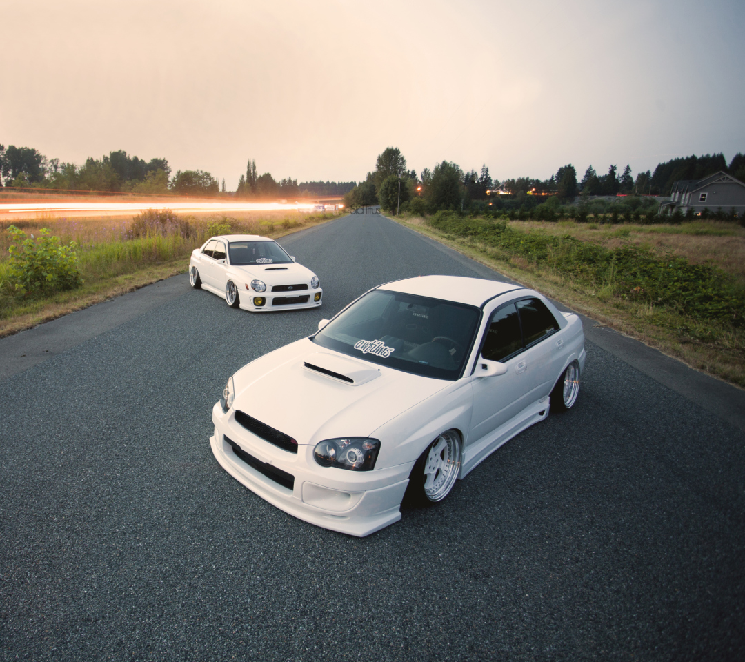 Обои White Subaru Impreza 1080x960