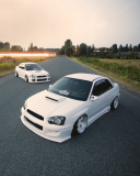 White Subaru Impreza wallpaper 128x160