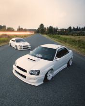 White Subaru Impreza wallpaper 176x220