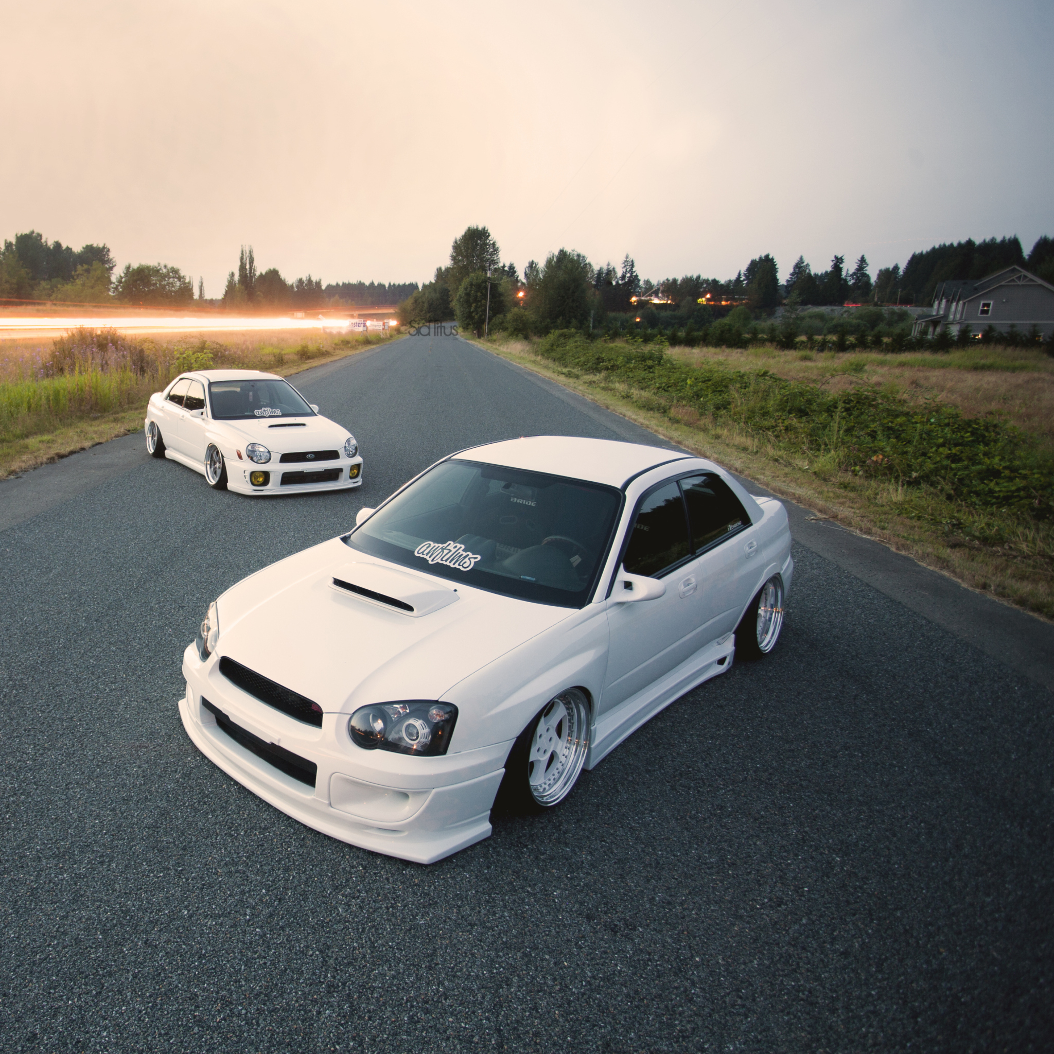 White Subaru Impreza wallpaper 2048x2048