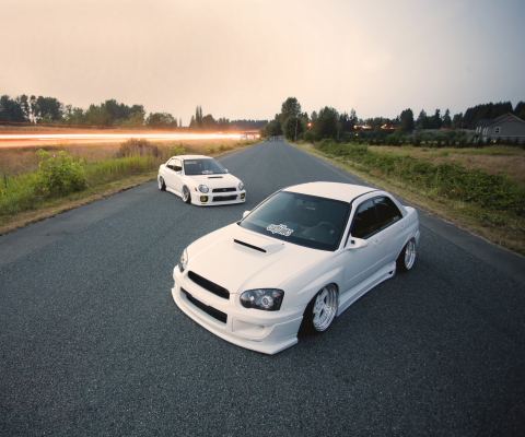 White Subaru Impreza wallpaper 480x400