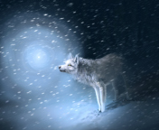 Das Wolf And Winter Painting Wallpaper 176x144