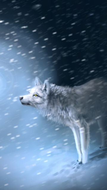 Fondo de pantalla Wolf And Winter Painting 360x640
