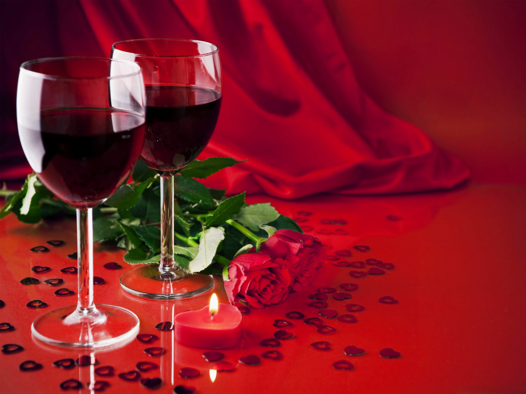 Das Romantic with Wine Wallpaper 1024x768