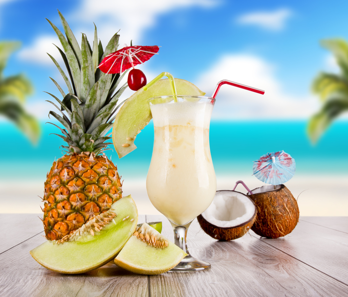 Обои Coconut and Pineapple Cocktails 1200x1024