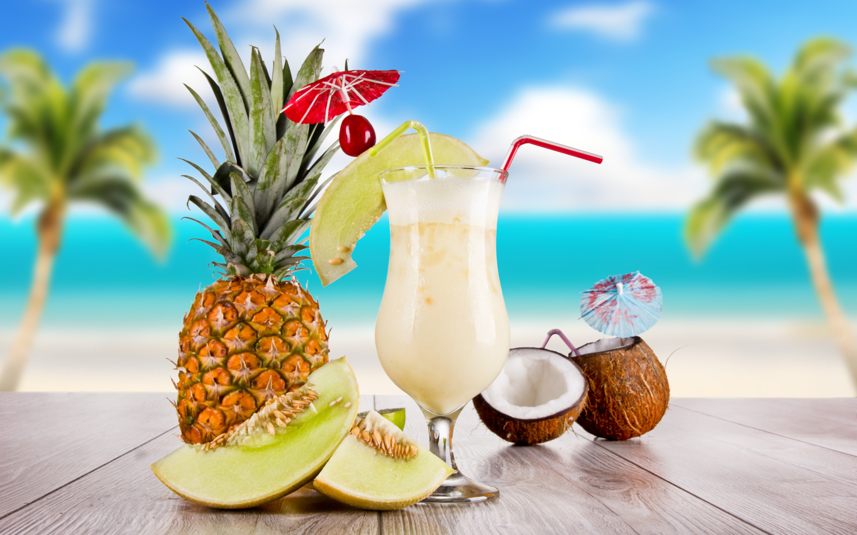 Fondo de pantalla Coconut and Pineapple Cocktails 1680x1050