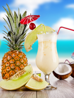 Das Coconut and Pineapple Cocktails Wallpaper 240x320
