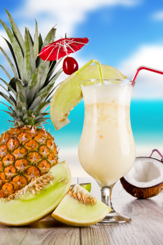 Coconut and Pineapple Cocktails wallpaper 320x480