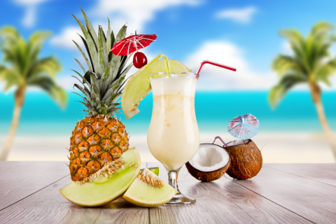 Обои Coconut and Pineapple Cocktails 480x320