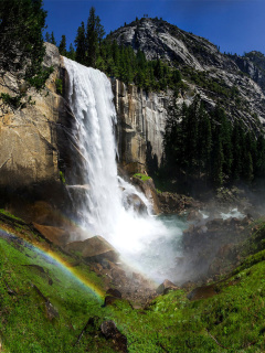 Fondo de pantalla Vernal Fall in Nevada National Park 240x320