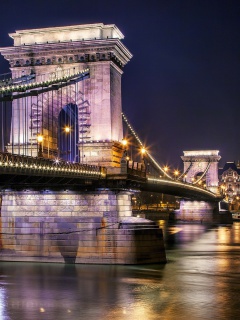 Chain Bridge in Budapest on Danube screenshot #1 240x320