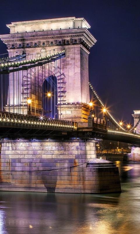 Chain Bridge in Budapest on Danube wallpaper 480x800