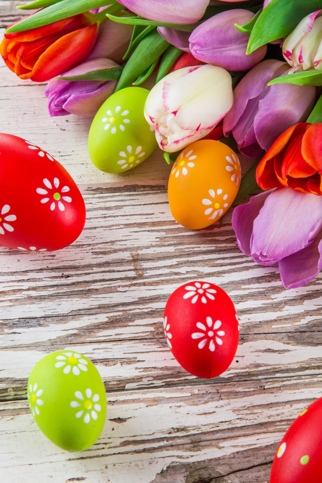 Easter Tulips and Colorful Eggs screenshot #1 640x960