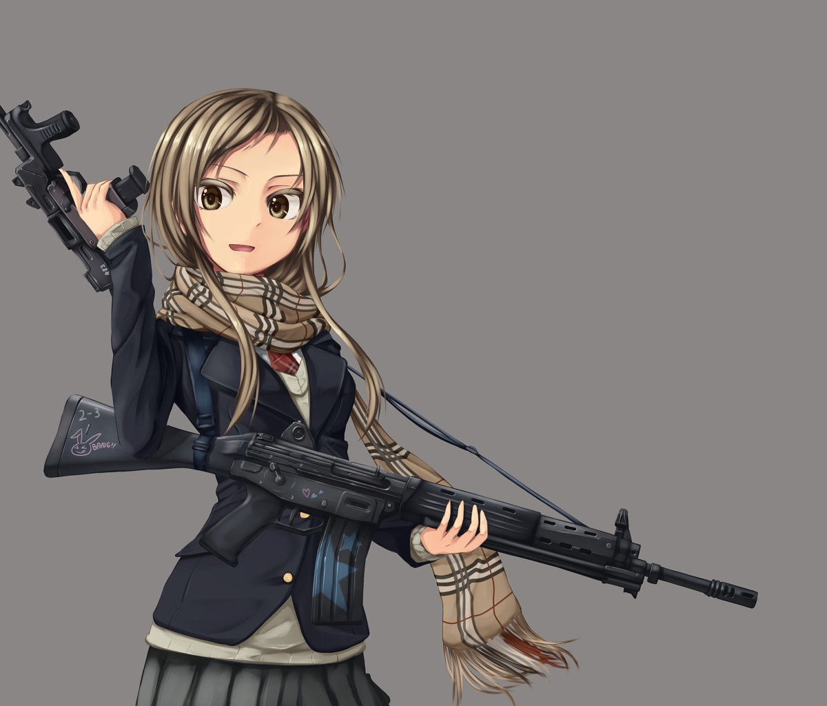 Обои Anime girl with gun 1200x1024