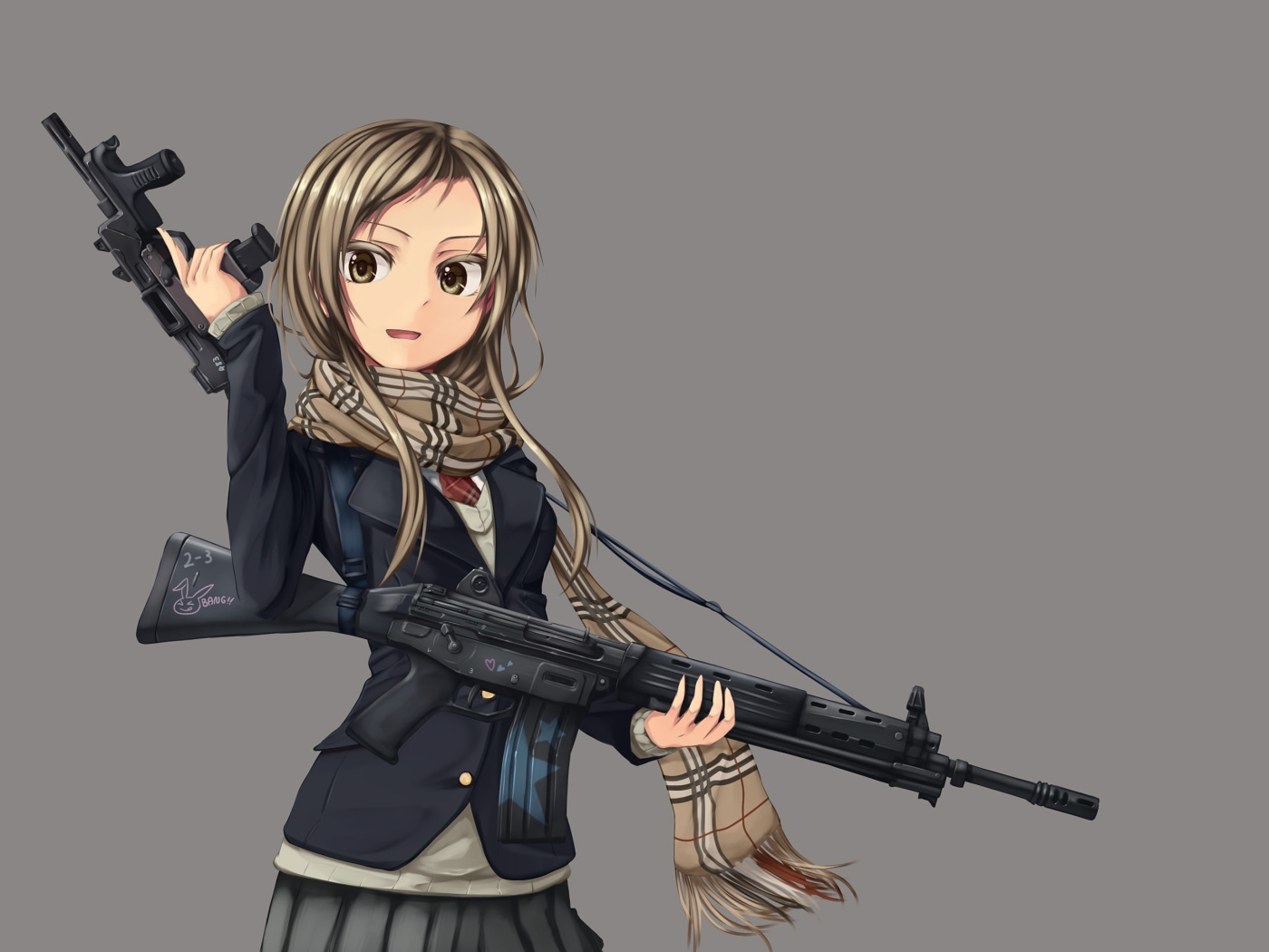 Обои Anime girl with gun 1400x1050