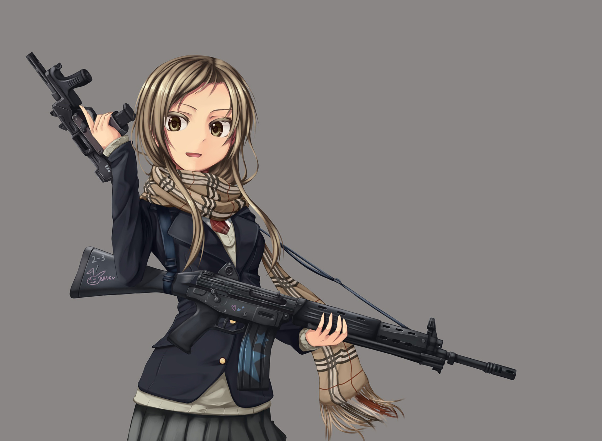 Das Anime girl with gun Wallpaper 1920x1408