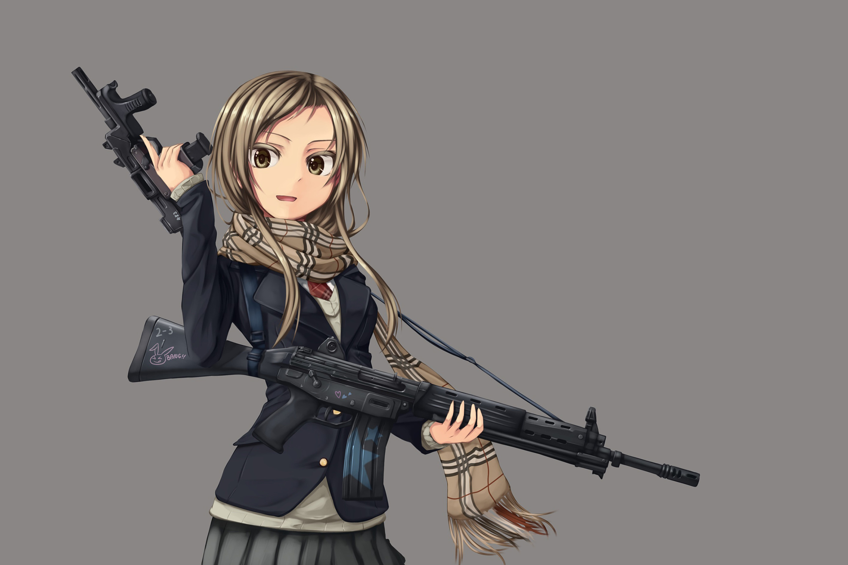 Anime girl with gun wallpaper 2880x1920