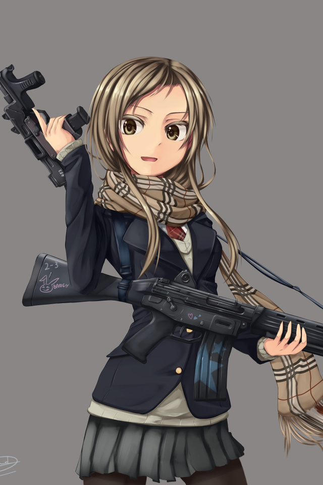 Sfondi Anime girl with gun 640x960