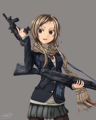 Kostenloses Anime girl with gun Wallpaper für Nokia 5230 Nuron
